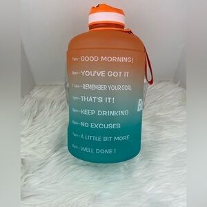 Motivational Gallon Water Bottle Jug Time Marked BPA FREE 128oz Lid w/Straw